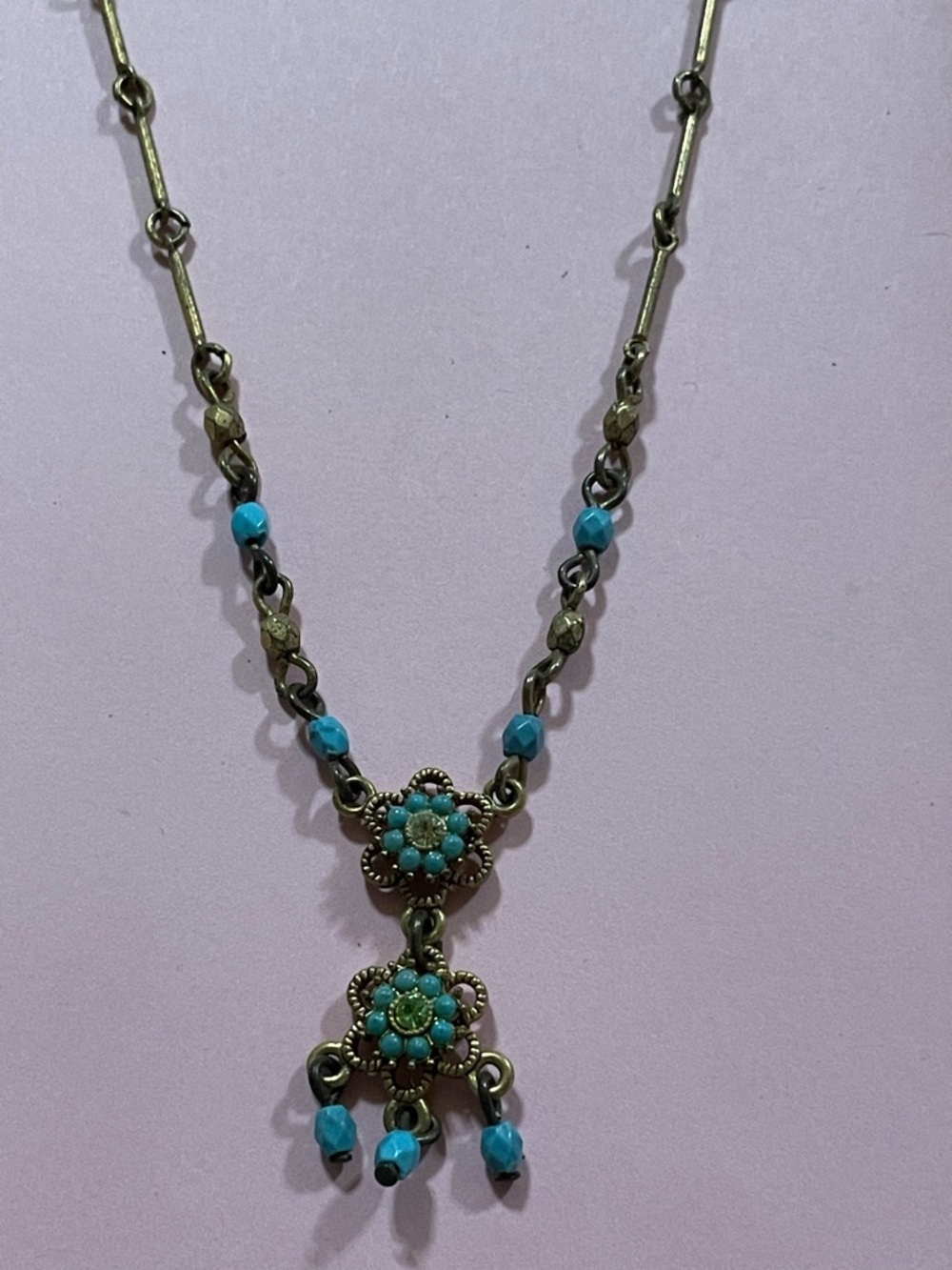Vintage Costume Flower Signed Avon Necklace #9616